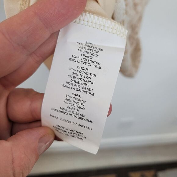 Jessica Simpson Maternity Top Lace Sheer Beige Gold Formal Event Dressy Small - Picture 11 of 11